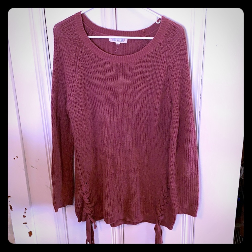 Lace-Up Pink Tunic Sweater